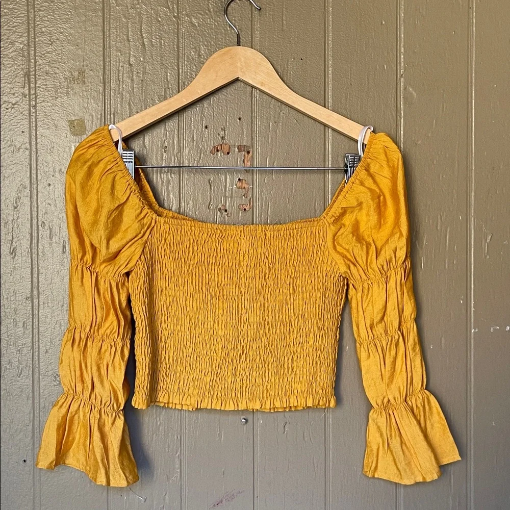 Lulu’s Mustard Smocked Blouse